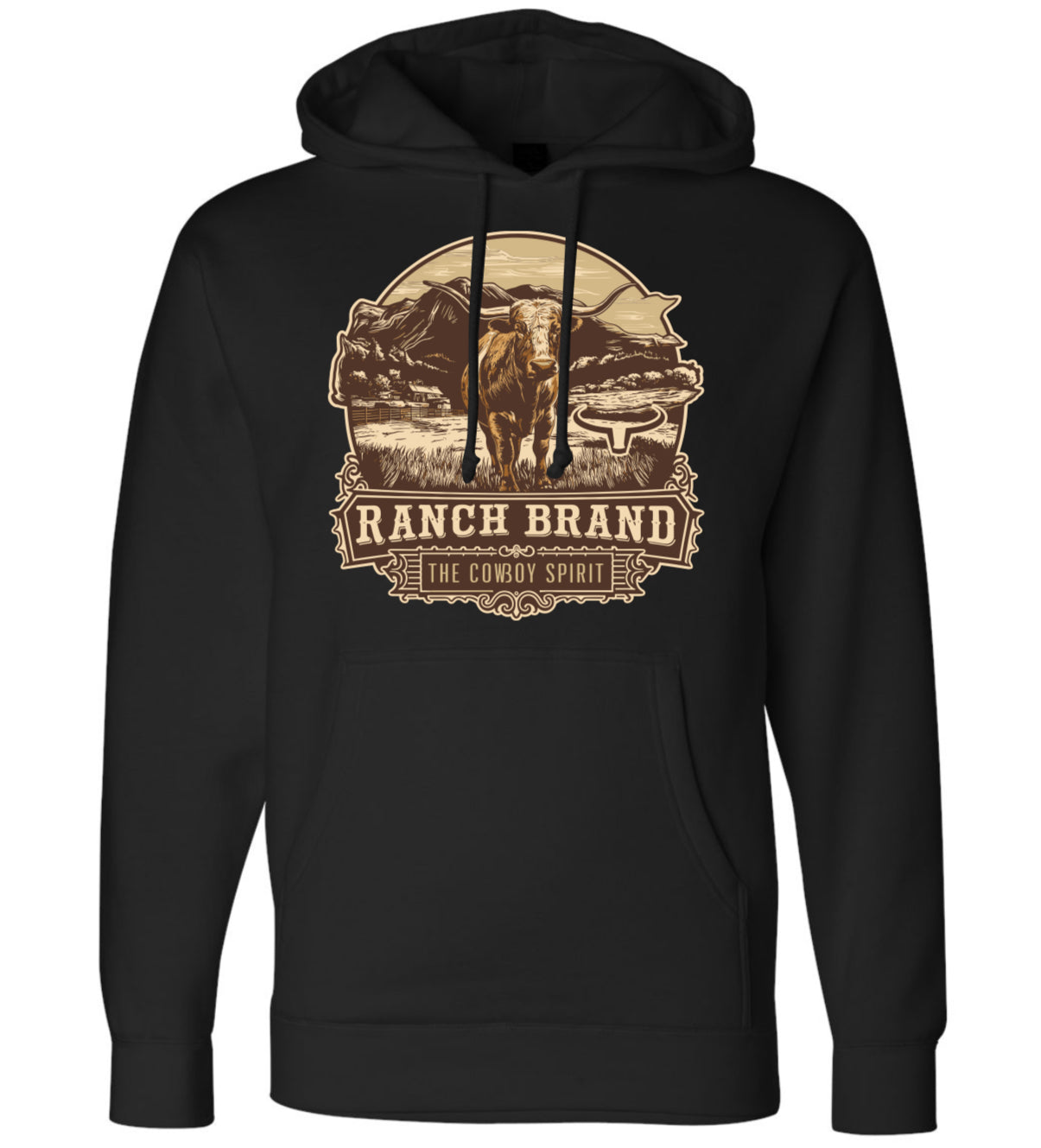 Ranch Brand | Unisex Hoodie Cattle 3  | Black