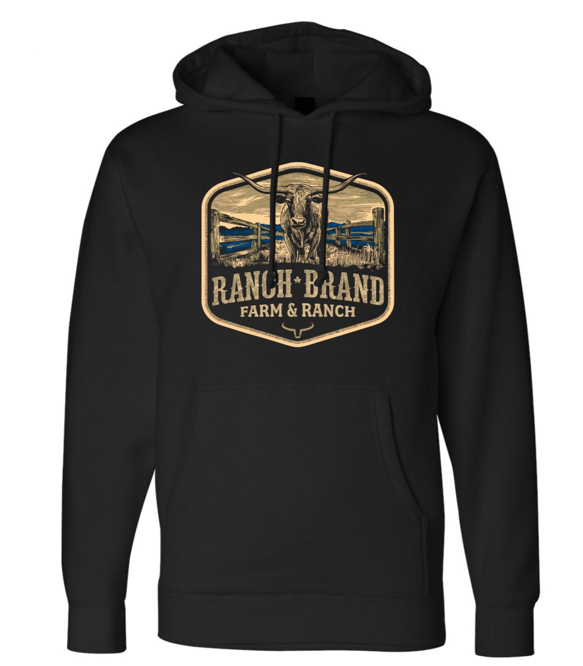 Ranch Brand | Unisex Hoodie Steer 6  | Black