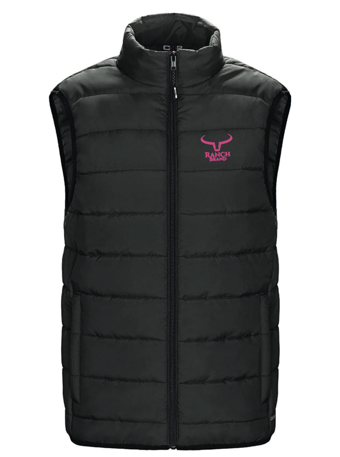 Ranch Brand | Lightweight Sleeveless Jacket for Women | Black Logo Rose