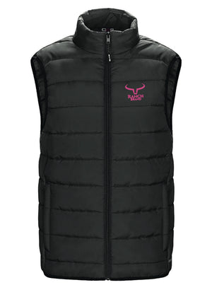 Ranch Brand | Women's Lightweight Sleeveless Jacket | Black Pink Logo