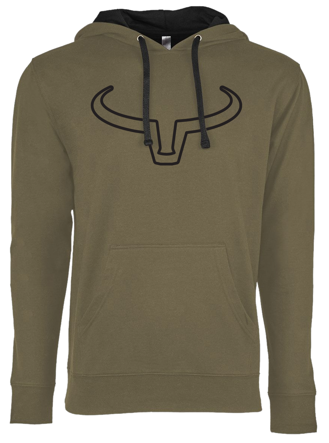 Ranch Brand | Unisex Lightweight Outline Hoodie | Army &amp; Black