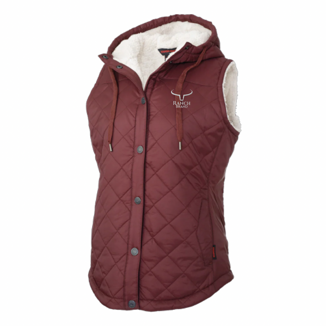 Ranch Brand | Veste matelassée à doublure Sherpa pour Femme | Bourgogne Logo Silver