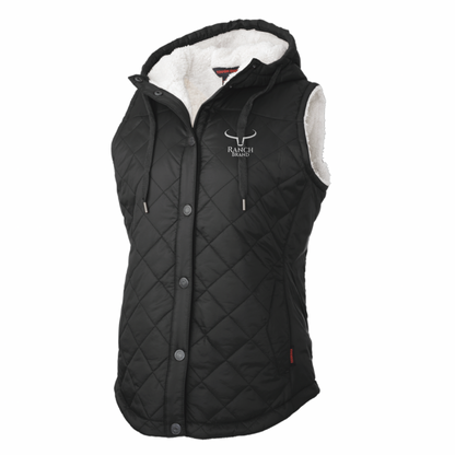 Ranch Brand | Veste matelassée à doublure Sherpa pour Femme | Noir Logo Silver