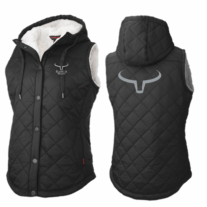 Ranch Brand | Veste matelassée à doublure Sherpa pour Femme | Noir Logo Silver