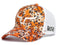 Casquette de camionneur western, a motifs fleurs orange. Avec logo Ranch Brand blanc