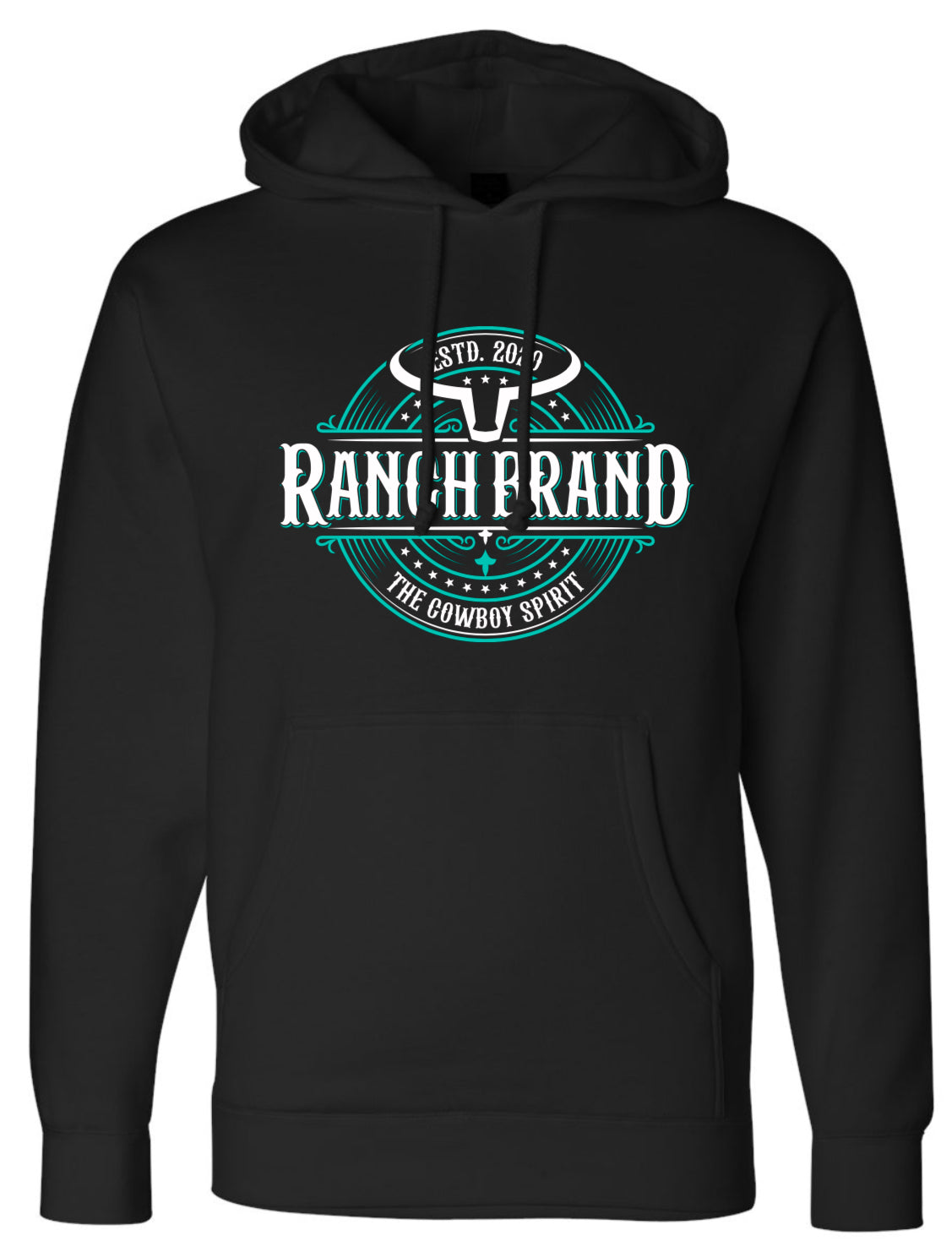 Ranch Brand | Hoodie Unisexe Western  | Noir &amp; Turquoise