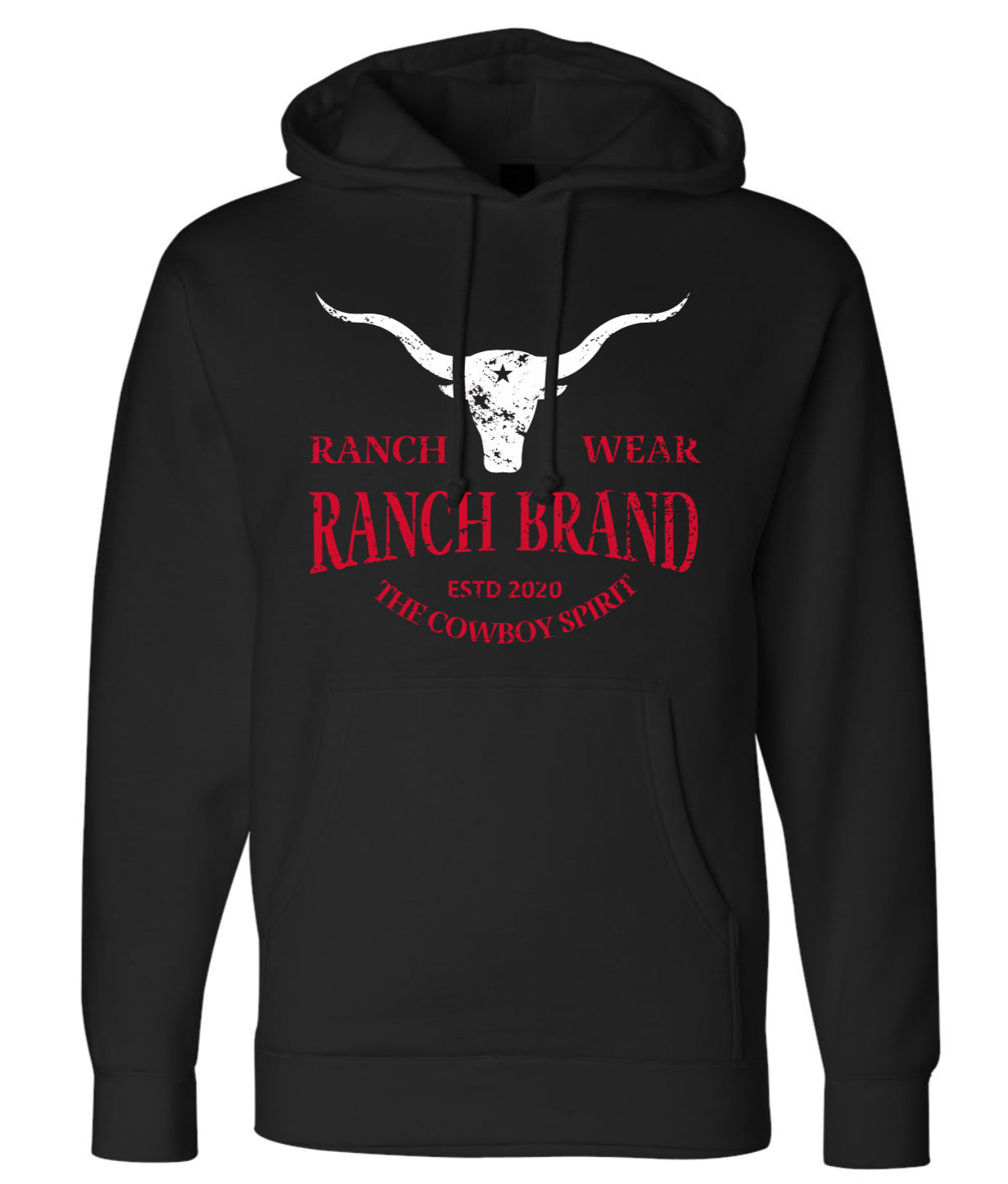 Ranch Brand | Hoodie Unisexe Longhorn  | Noir &amp; Rouge