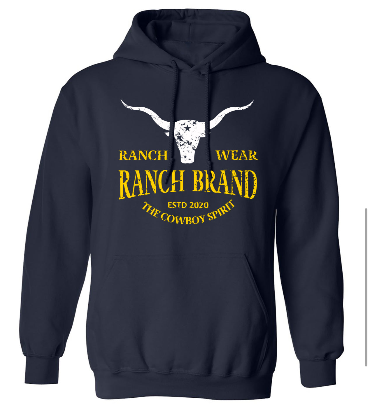 Ranch Brand | Hoodie Unisexe Longhorn  | Marine &amp; Jaune
