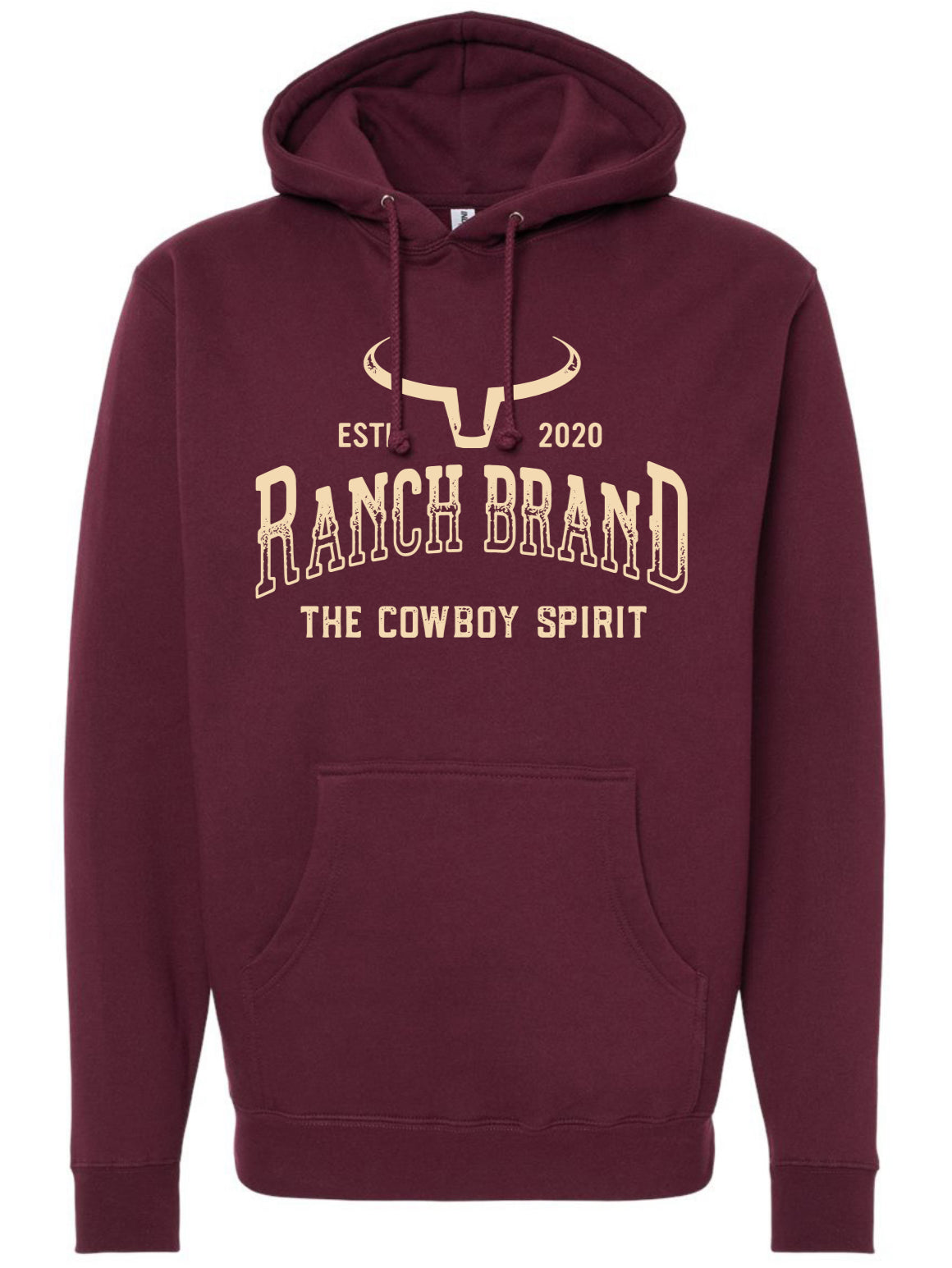Ranch Brand | Unisex College Hoodie  | Burgundy &amp; Cream