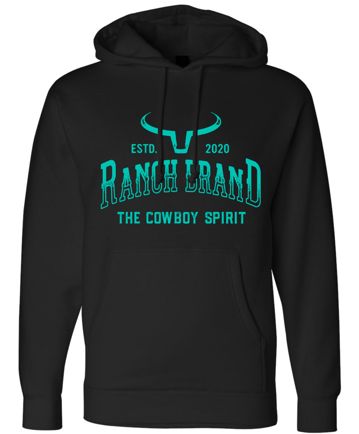 Ranch Brand | Hoodie Unisexe College  | Noir &amp; Turquoise