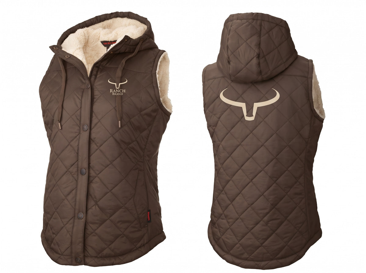 Ranch Brand | Veste matelassée à doublure Sherpa pour Femme | Brun Logo Tan