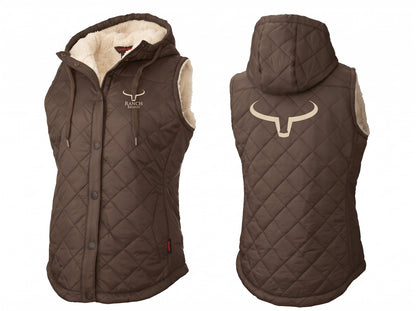 Ranch Brand | Veste matelassée à doublure Sherpa pour Femme | Brun Logo Tan