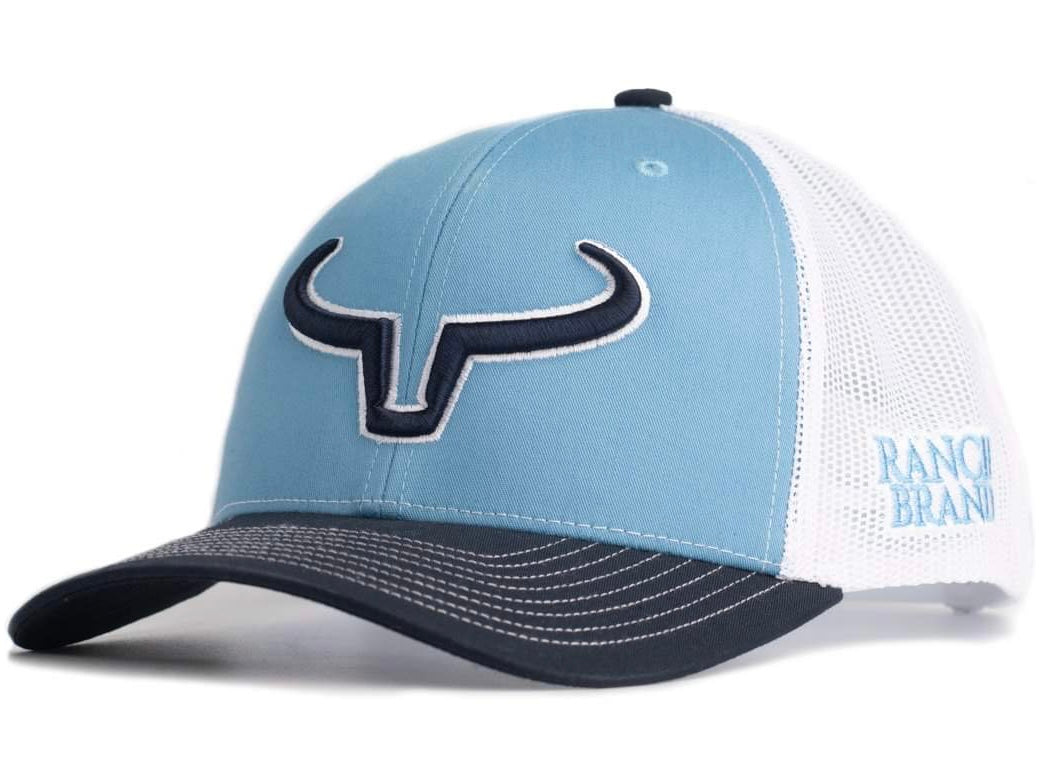 Rancher | Powder Blue / Navy &amp; White Mesh | Navy Blue &amp; White Logo