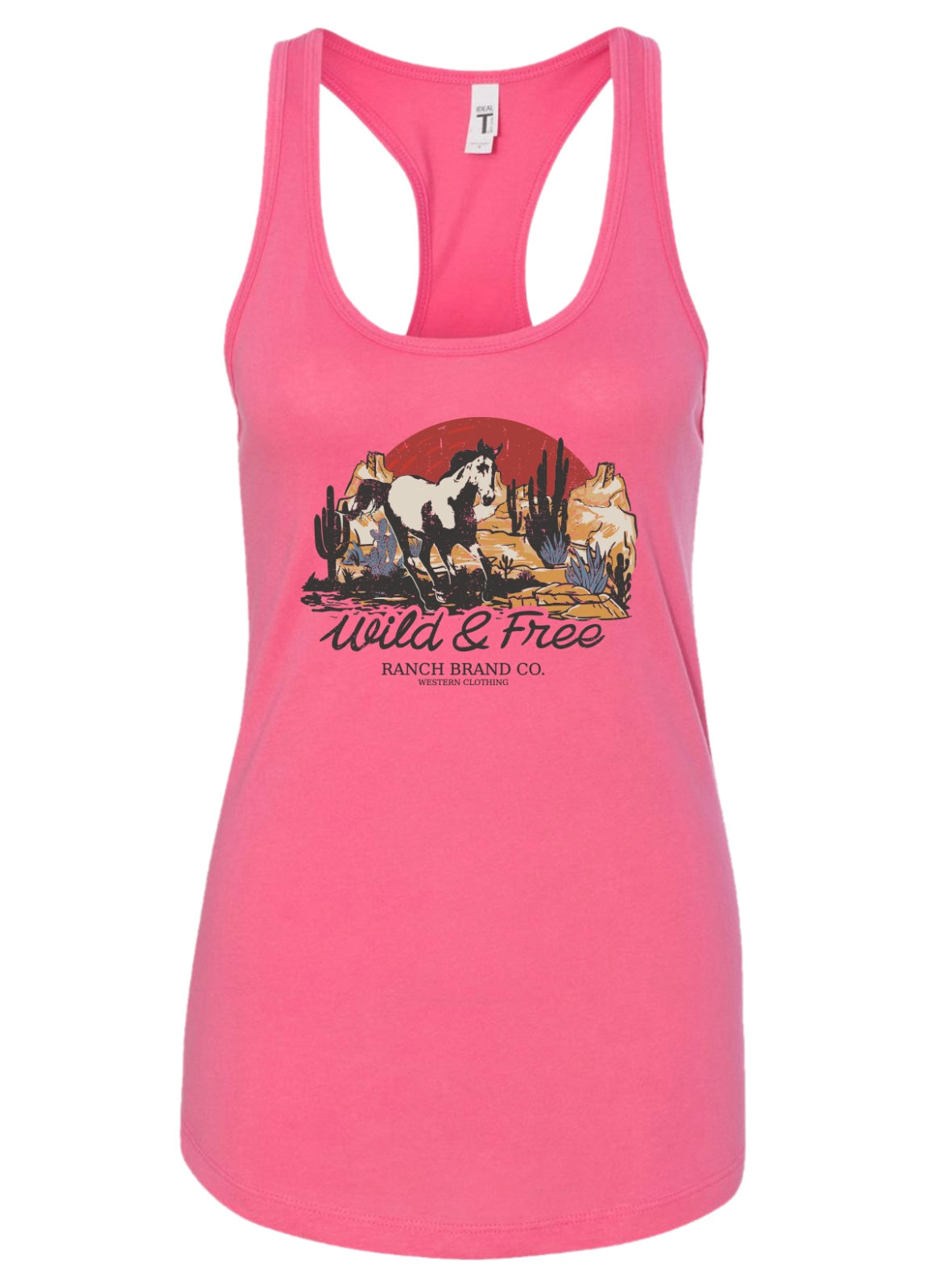 Camisole western rose, graphique cheval et logo Ranch Brand de couleur noire