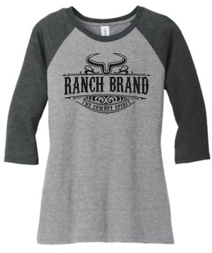 Ranch Brand | Swirl Manches 3/4 Femme Signature | Gris Pâle &amp; Gris Foncé