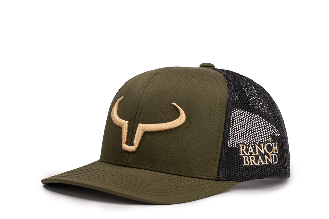 Rancher | Green Moss & Black Mesh | Logo Gold