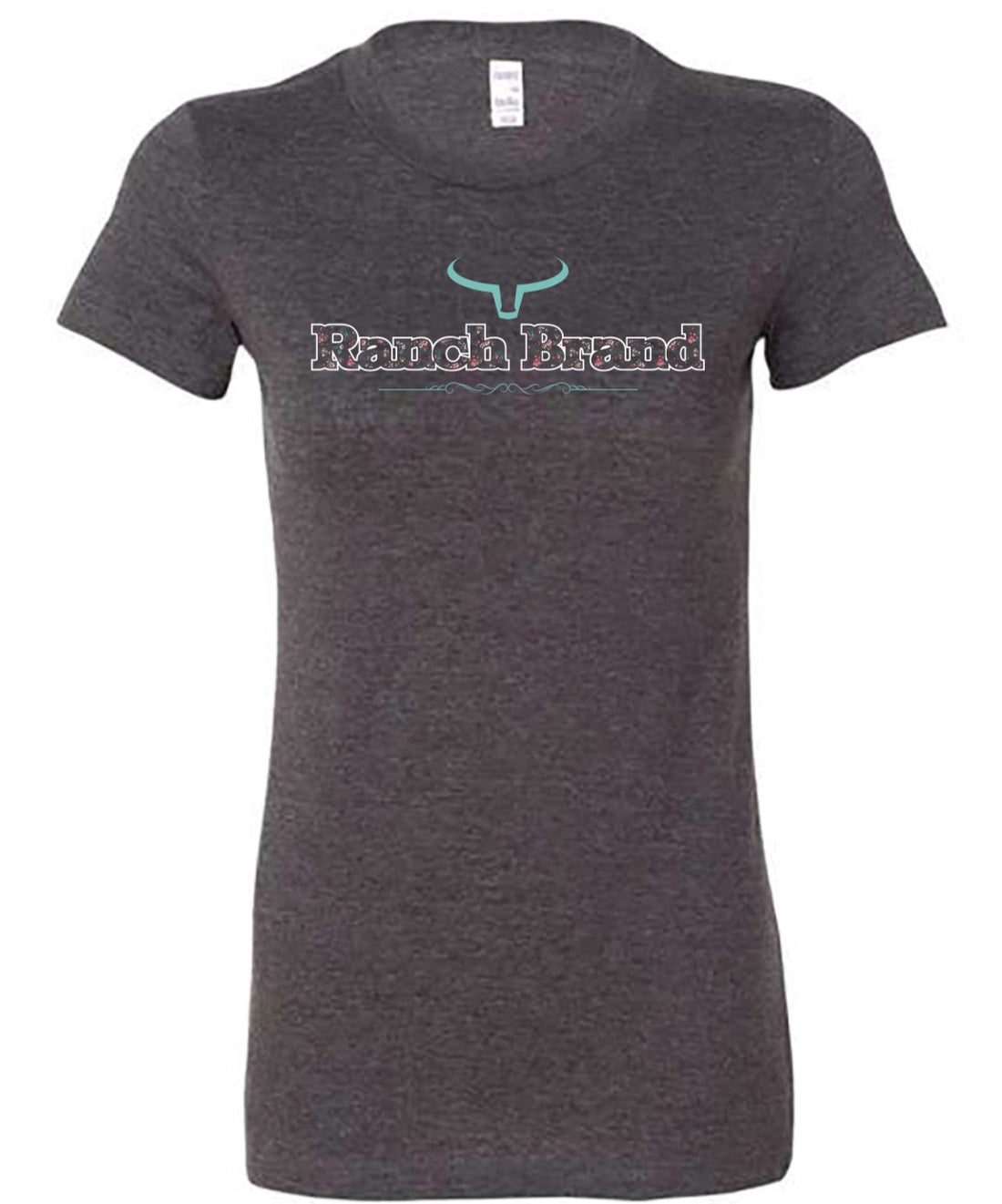 Ranch Brand | T-Shirt Femme Fleur 4 Femme | Gris Foncé &amp; Turquoise