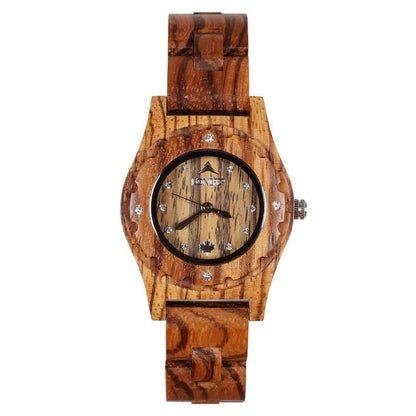 Montre western en bois zebre. Vue du cadran