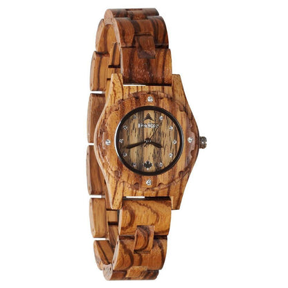 Montre western en bois zebre. Vue de face