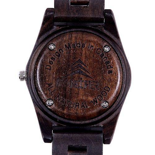 Montre western en bois fonce, vue arriere