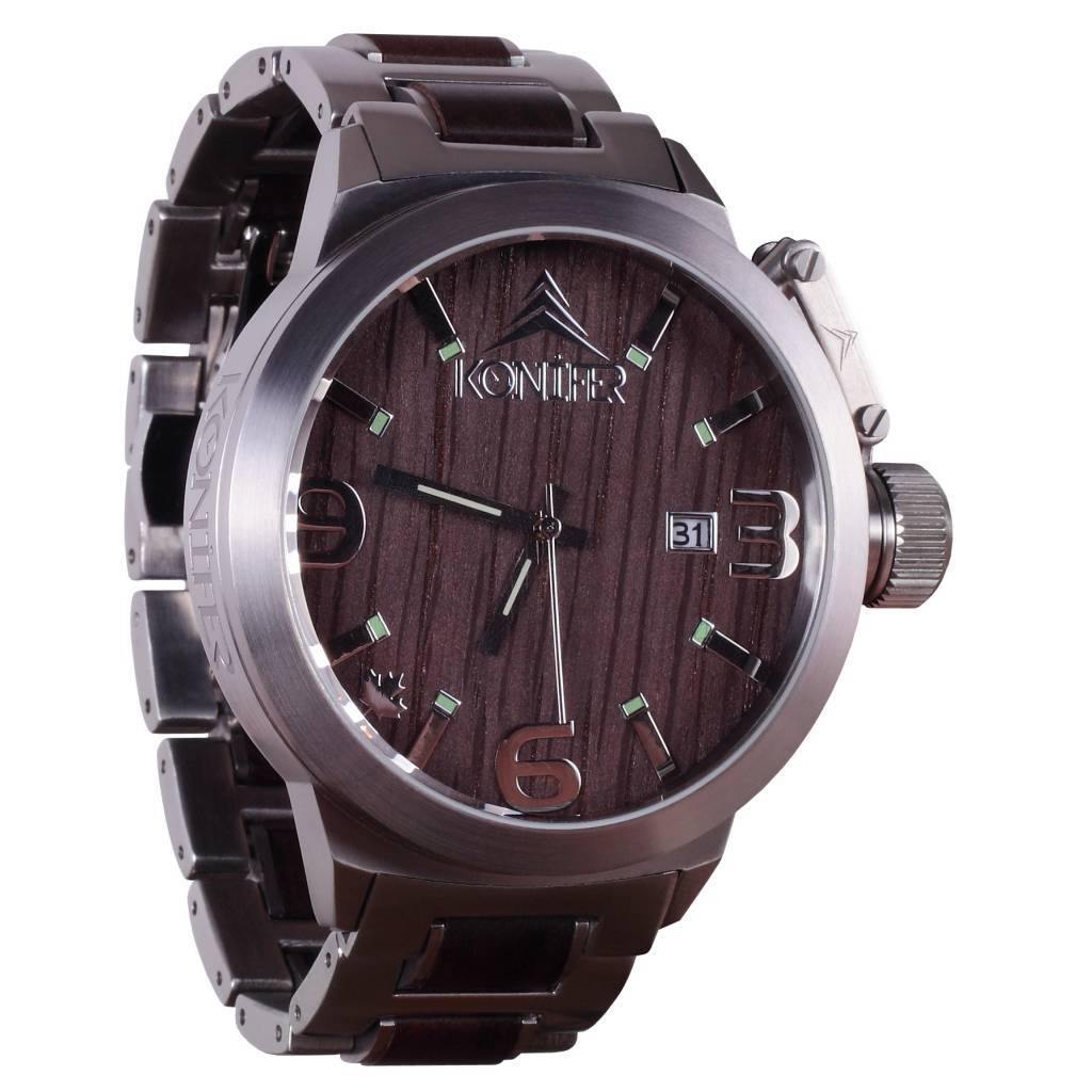 Montre en Karbon Stainless + Black - Konifer Watch - vue de face