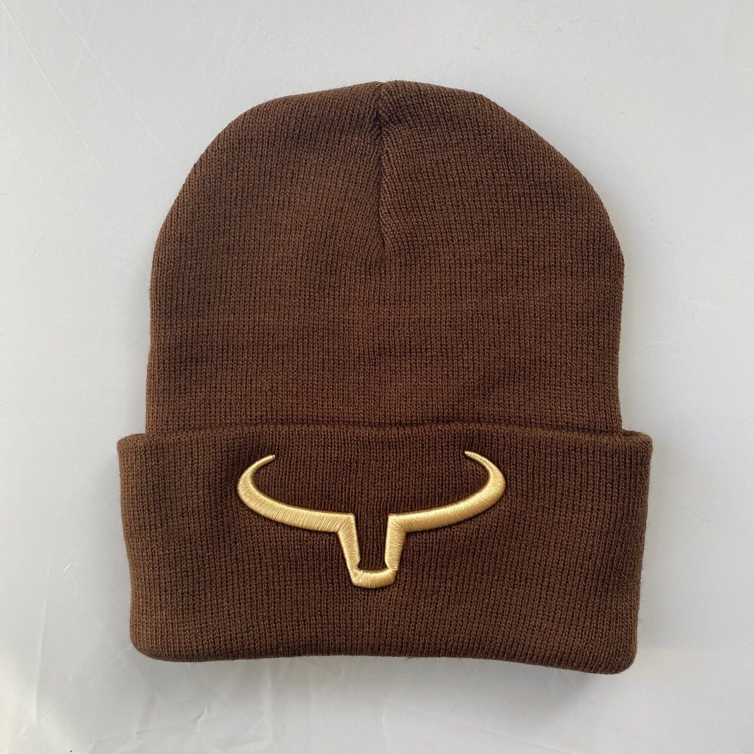 Tuque Beanie | Brun &amp; Rabat Brun | Logo Gold