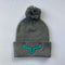 Pompom Hat | Gray & Gray Flap | Logo Turquoise