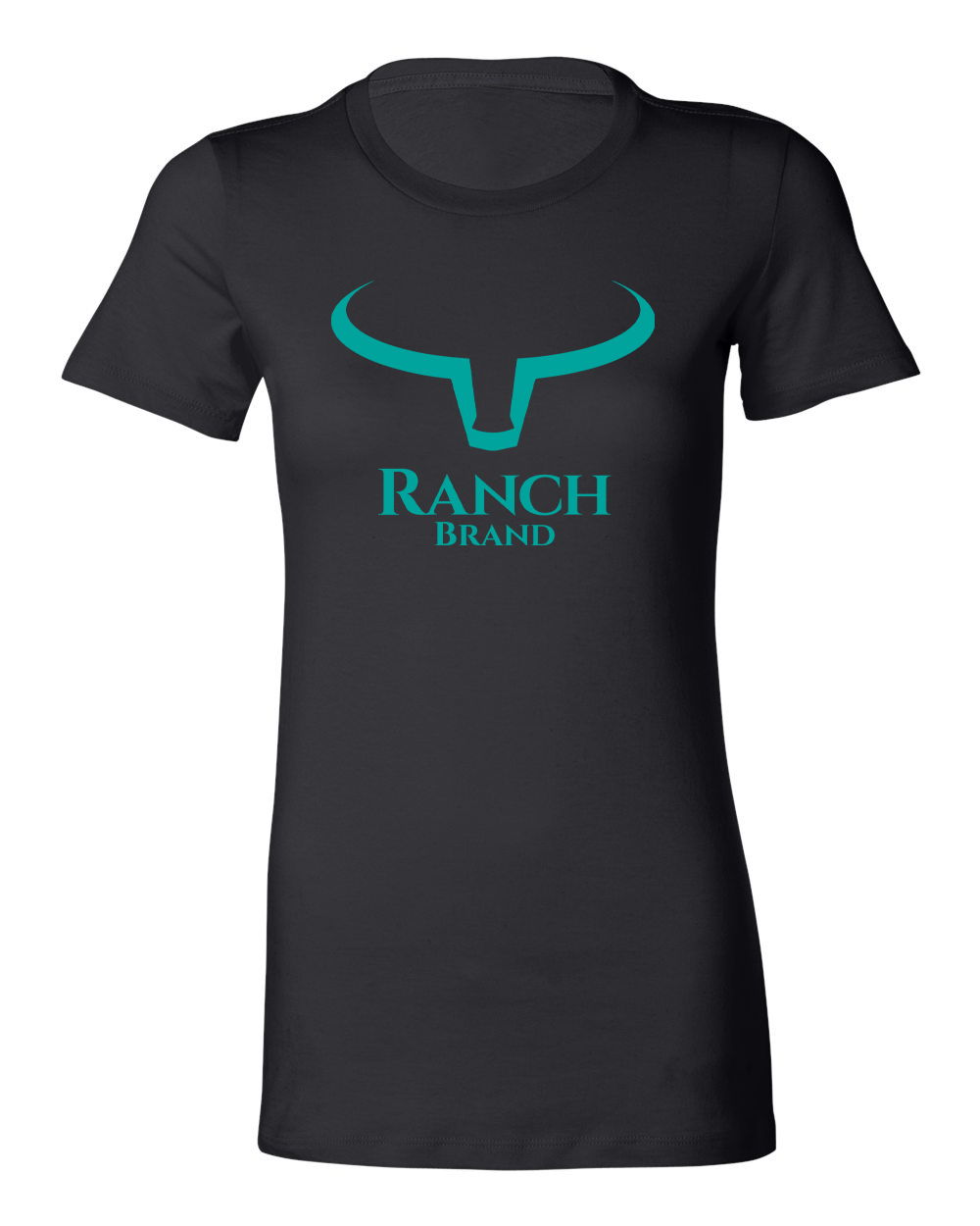 T-shirt western noir, avec Logo Ranch brand bleu