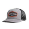 Casquette de camionneur western, de couleur gris, noir et orange. Avec logo Ranch Brand