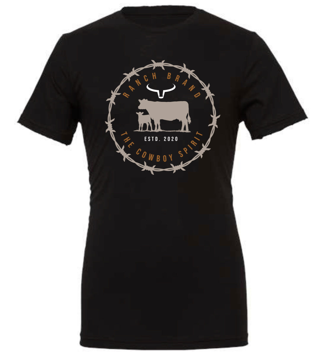 T-shirt western noir. Avec logo Ranch Brand marron