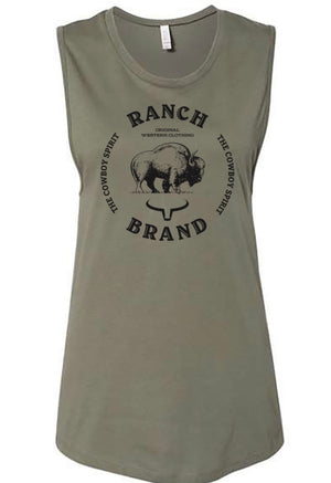 Ranch Brand | Camisole Muscle Tank Bison 2 Femme | Army & Noir