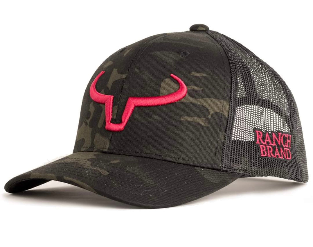 Rancher | Multicam Noir &amp; Mesh Noir | Logo Framboise