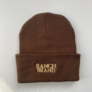 Beanie Hat | Brown & Brown Flap | Gold Logo