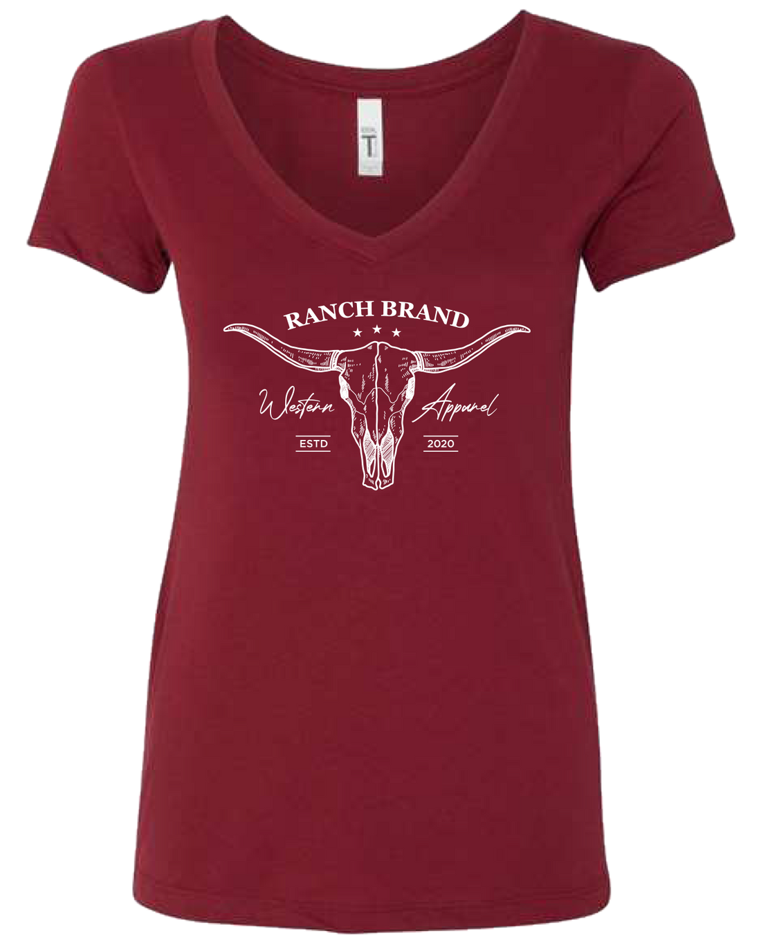 Ranch Brand | T-Shirt Femme Skull 2 | Rouge &amp; Blanc