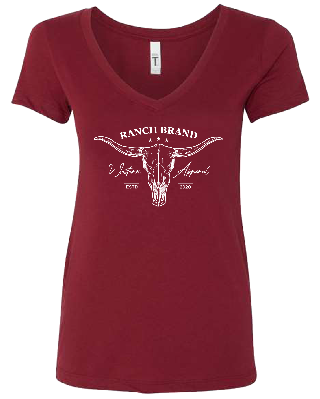 Ranch Brand | T-Shirt Femme Skull 2 | Rouge &amp; Blanc