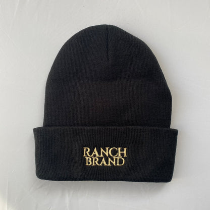 Tuque Beanie | Noir &amp; Rabat Noir | Logo Gold