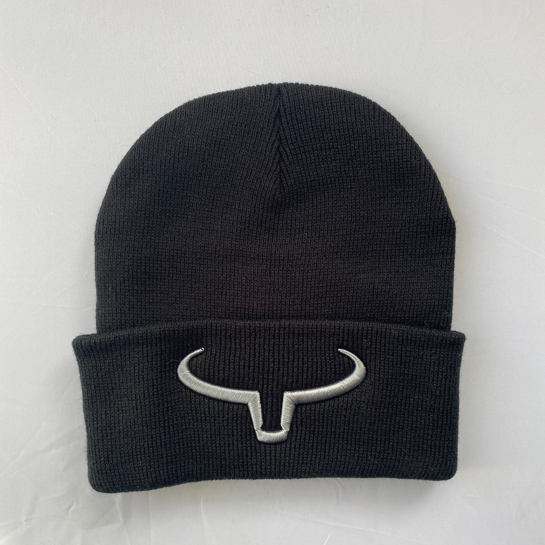 Beanie Hat | Black &amp; Black Flap | Logo Silver