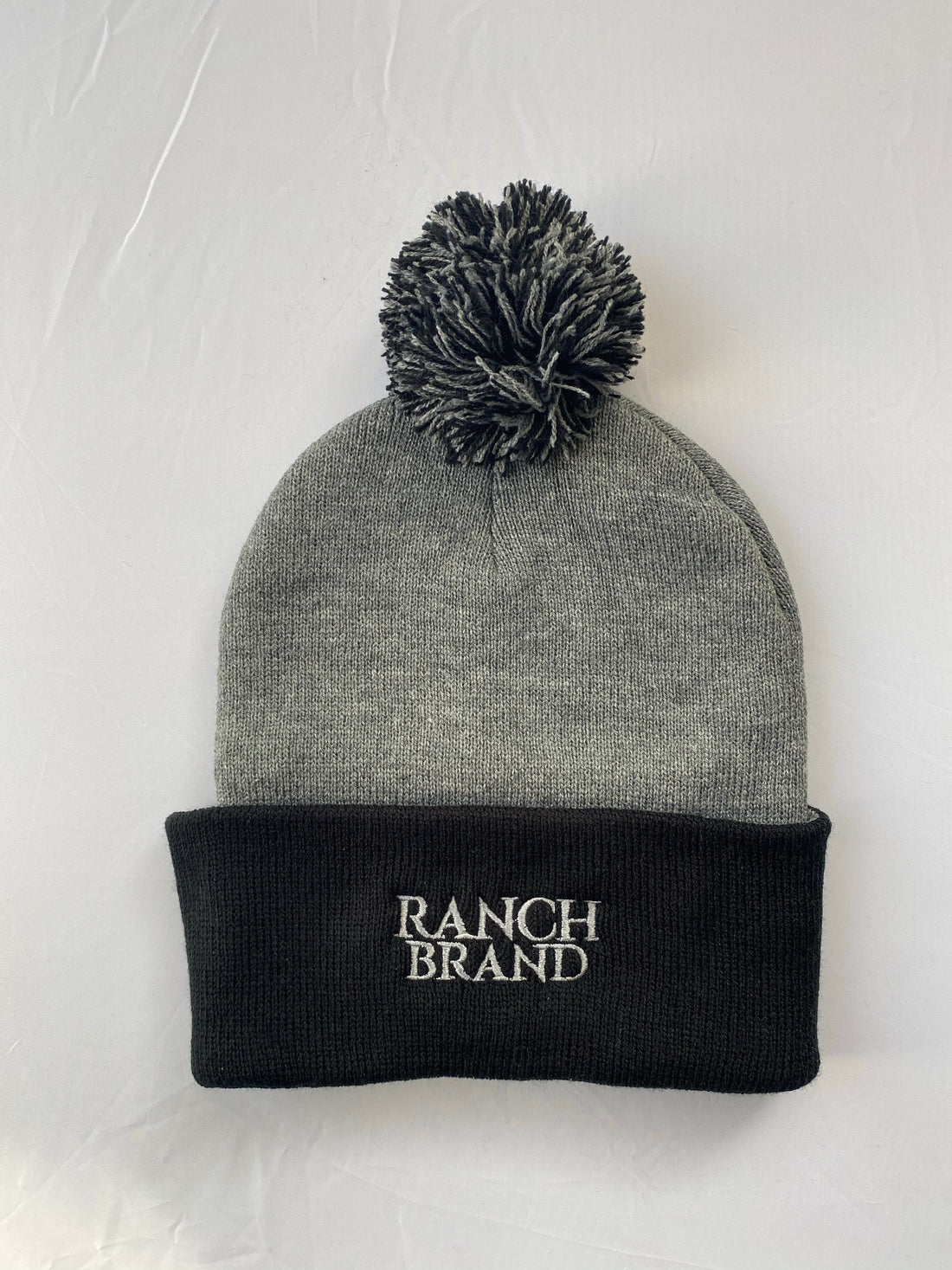 Tuque à pompon | Gris &amp; Rabat Noir | Logo Silver