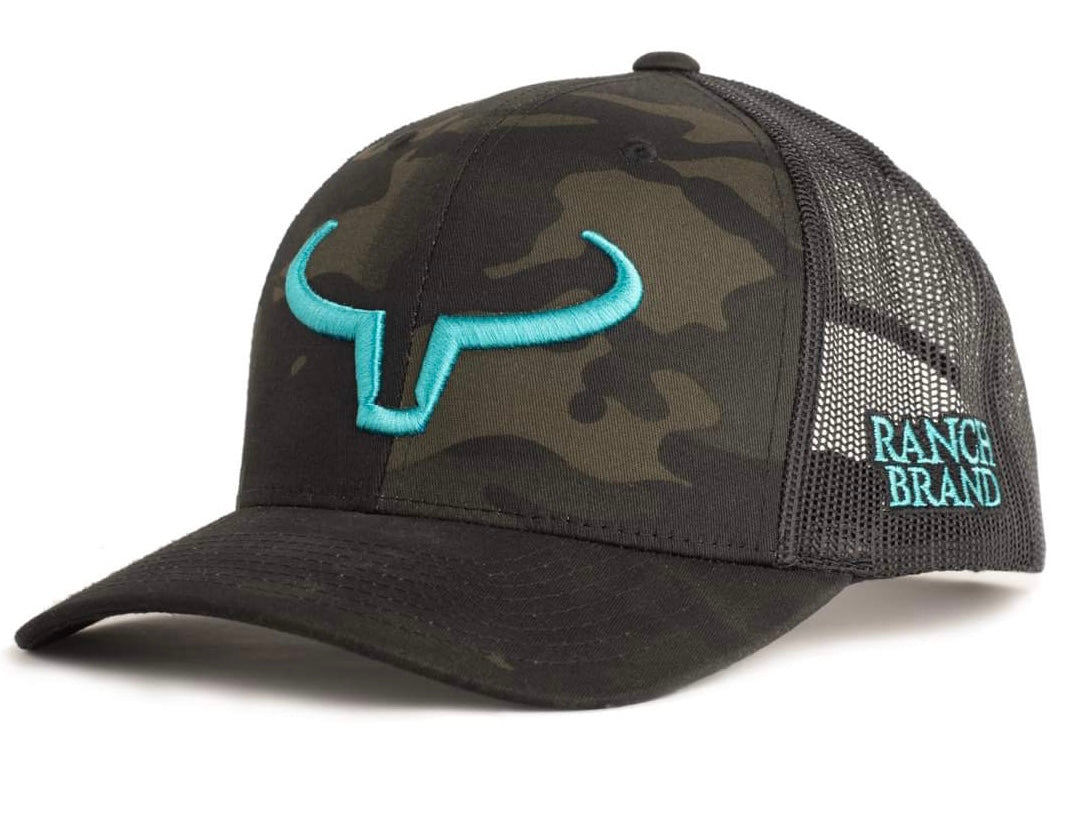 Rancher | Multicam Noir &amp; Mesh Noir | Logo Turquoise