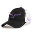 Casquette de camionneur western, de couleur noir et blanc. Avec logo Ranch Brand violet