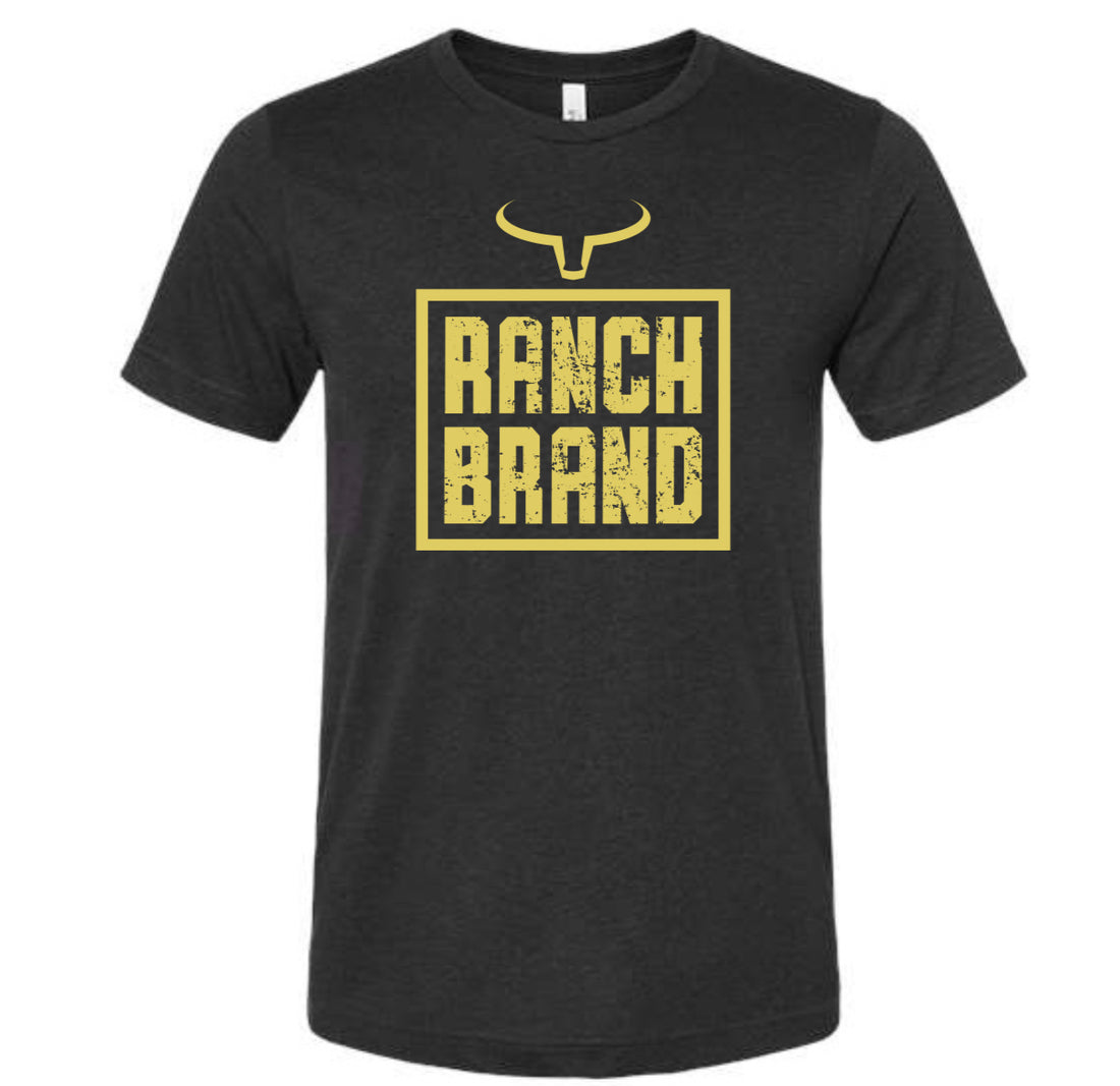 T-shirt western rose, avec Logo Ranch brand jaune